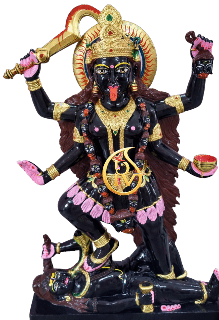 Decorative black marble Kali Mata moorti for temple and spiritual worship