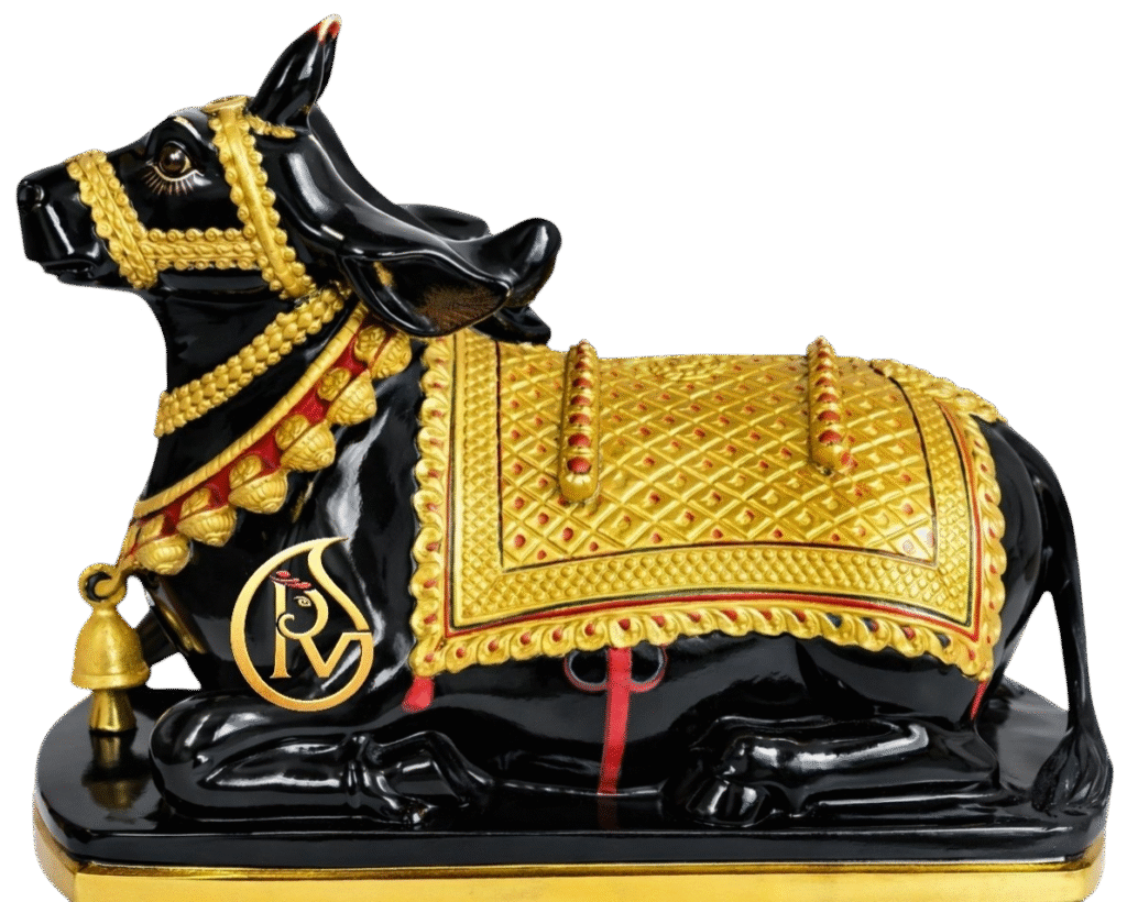 Makrana white marble Nandi Maharaj statue handcrafted in India