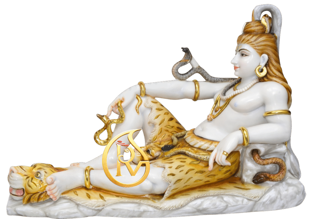 Temple installation marble Shiva statue