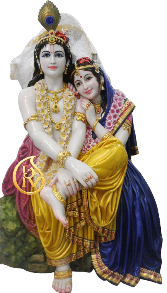 Makrana White Marble Radha Krishna Moorti | Premium Marble Statue