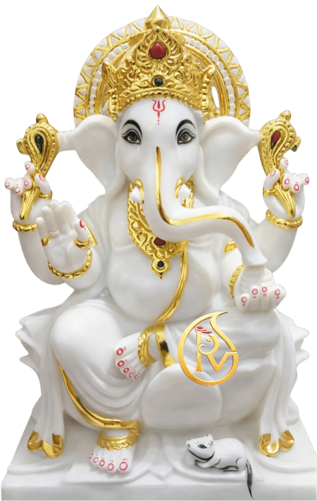 White marble Ganpati Bappa statue for home temple