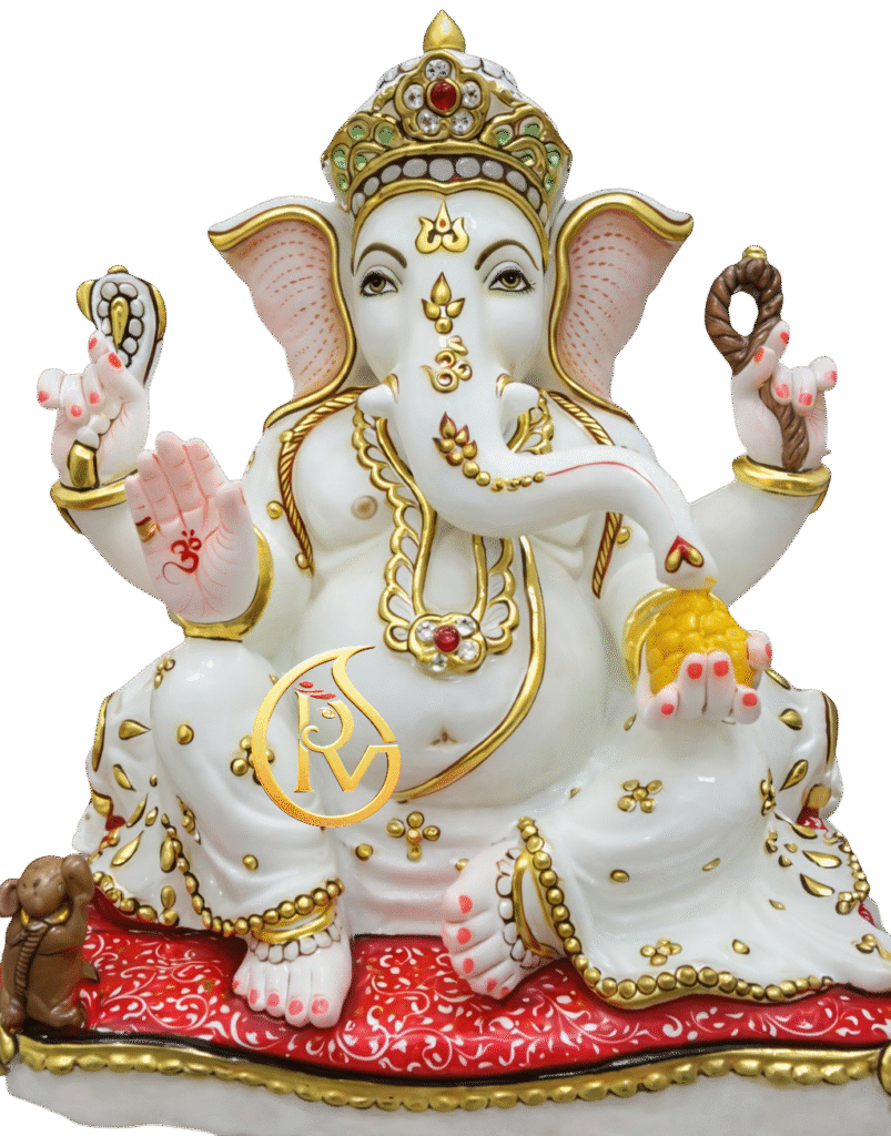 Buy white marble Ganesh moorti online in India