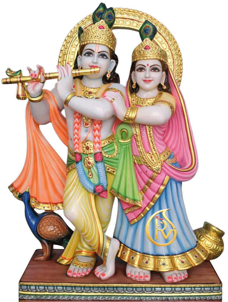 Premium handcrafted white marble Radha Krishna idol