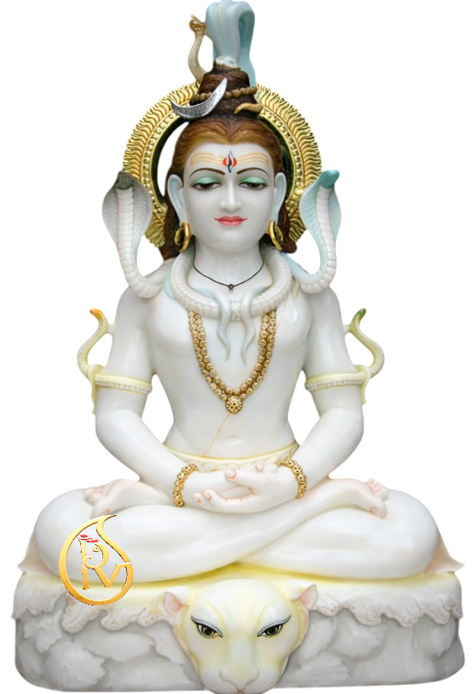 Handmade Makrana marble Shiva idol