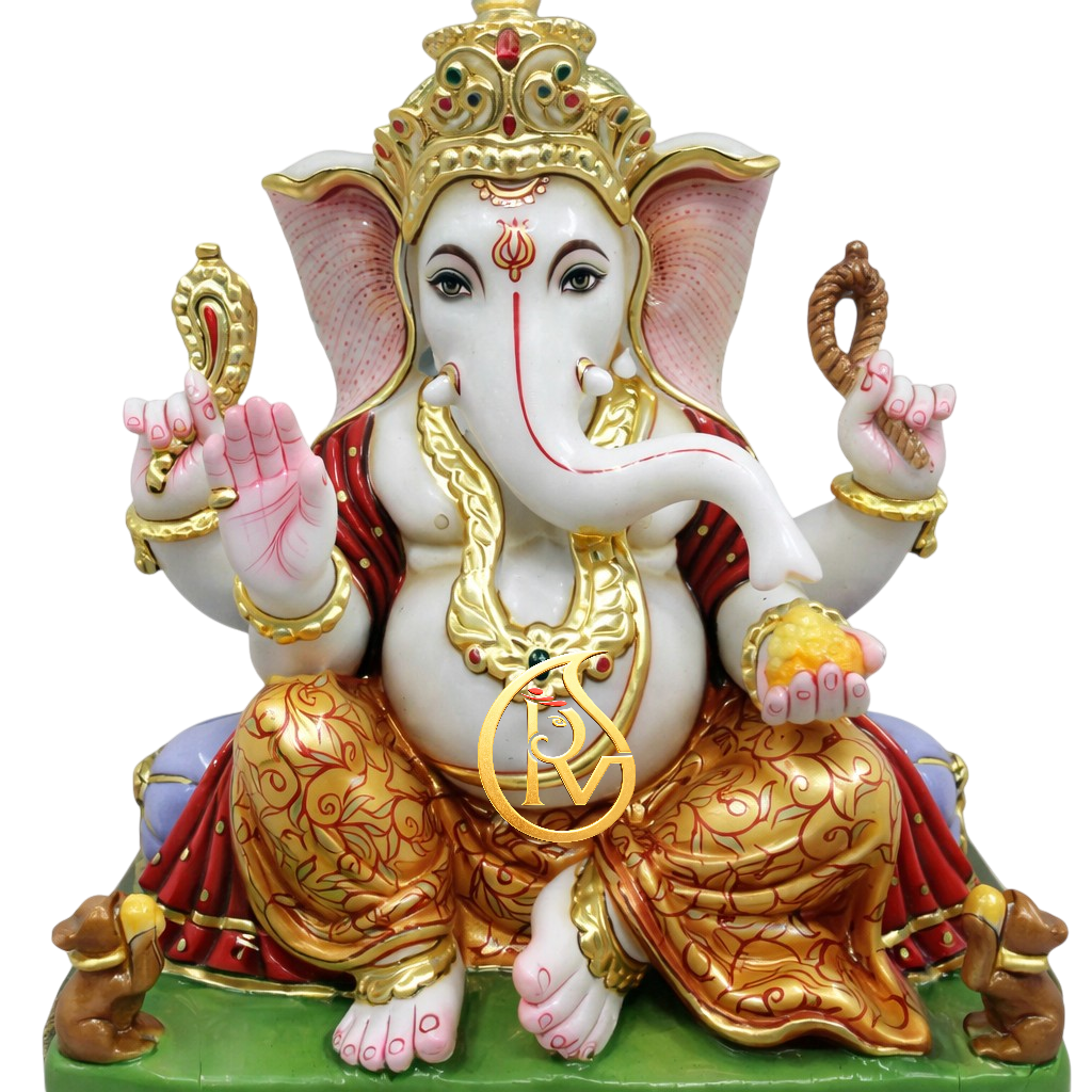 Custom size white marble Ganesh statue