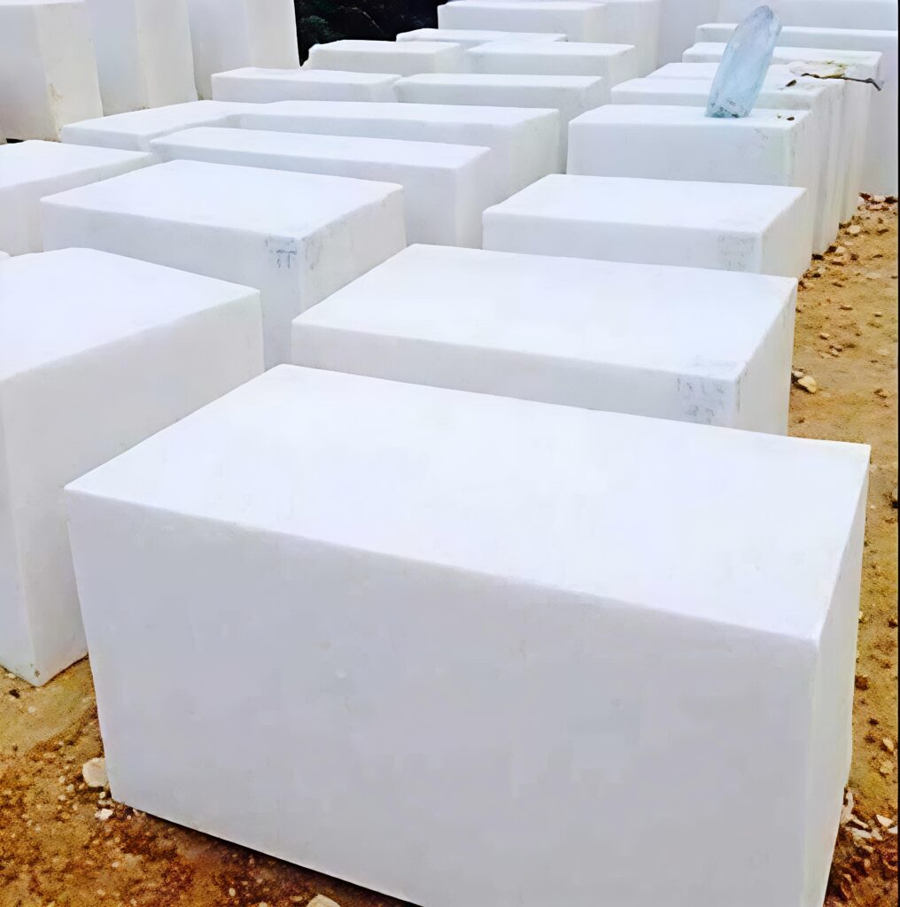 Indian Makrana white marble block supplier for premium statue carving and export marble stone