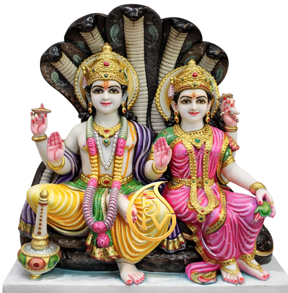 Makrana white marble Laxmi Narayan moorti handcrafted in India