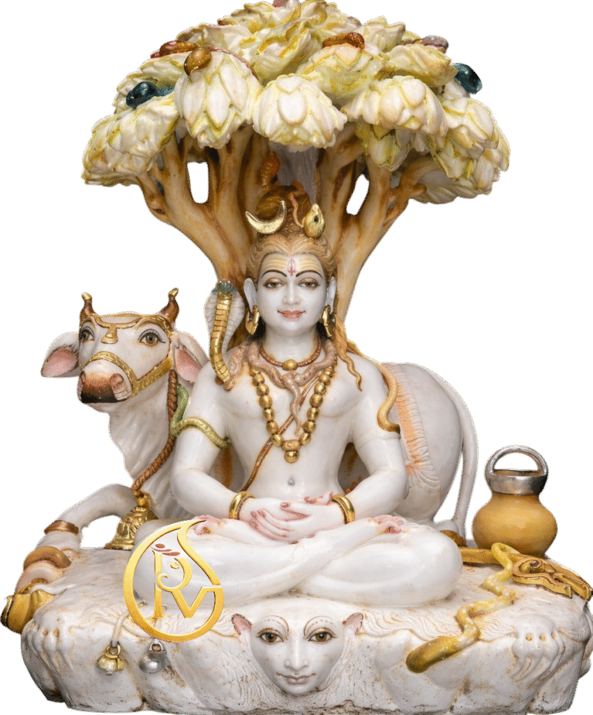 Custom size white marble Shiv Ji moorti