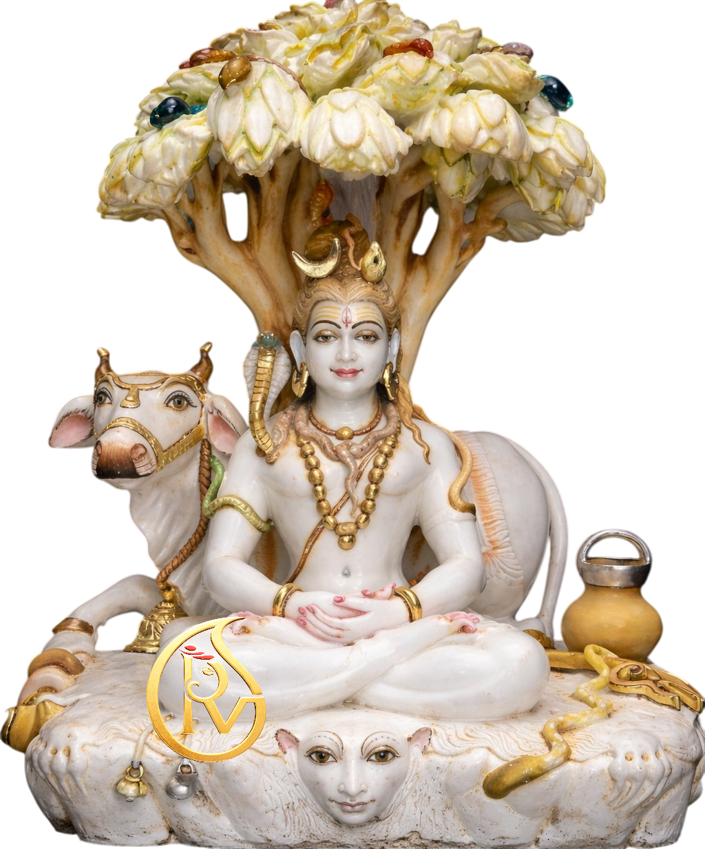 Custom size white marble Shiv Ji moorti