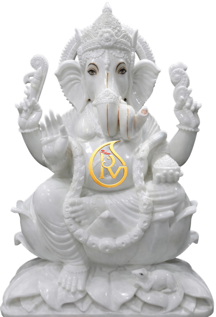 Handmade white marble Ganesh moorti