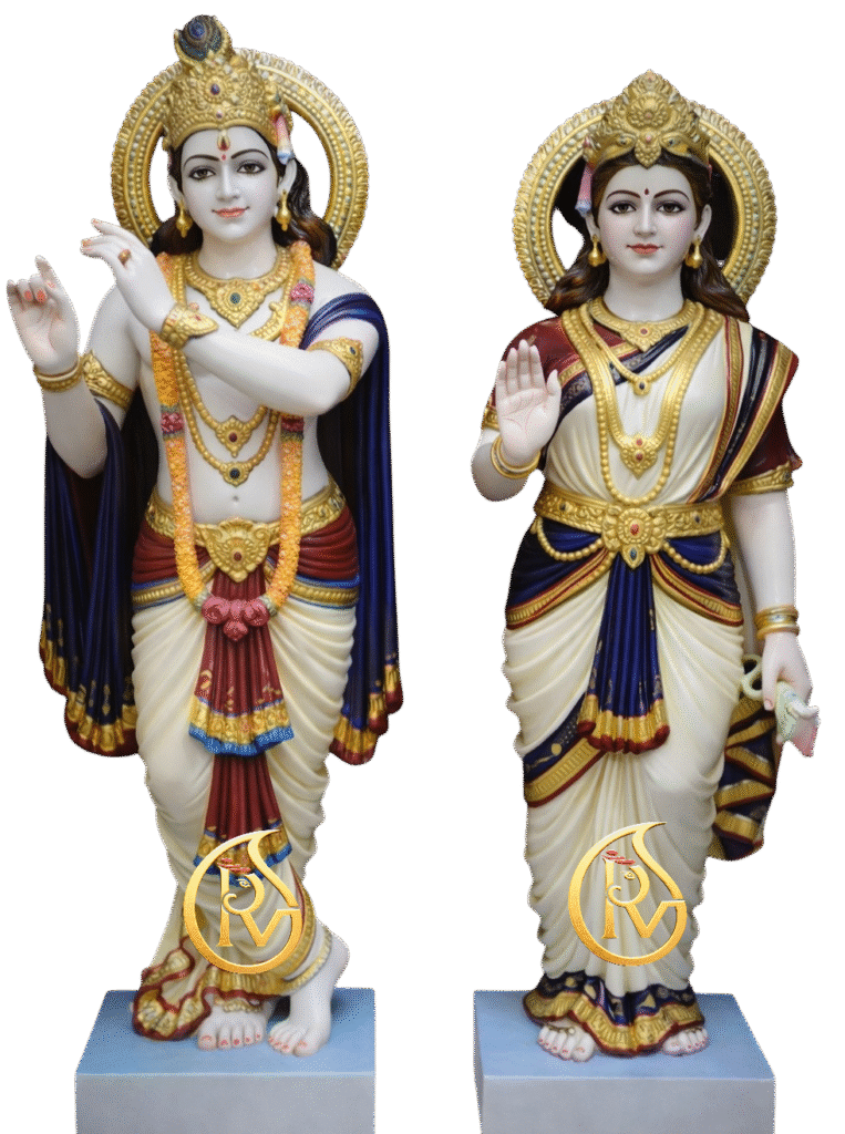 Handmade Makrana marble Radha Krishna idol