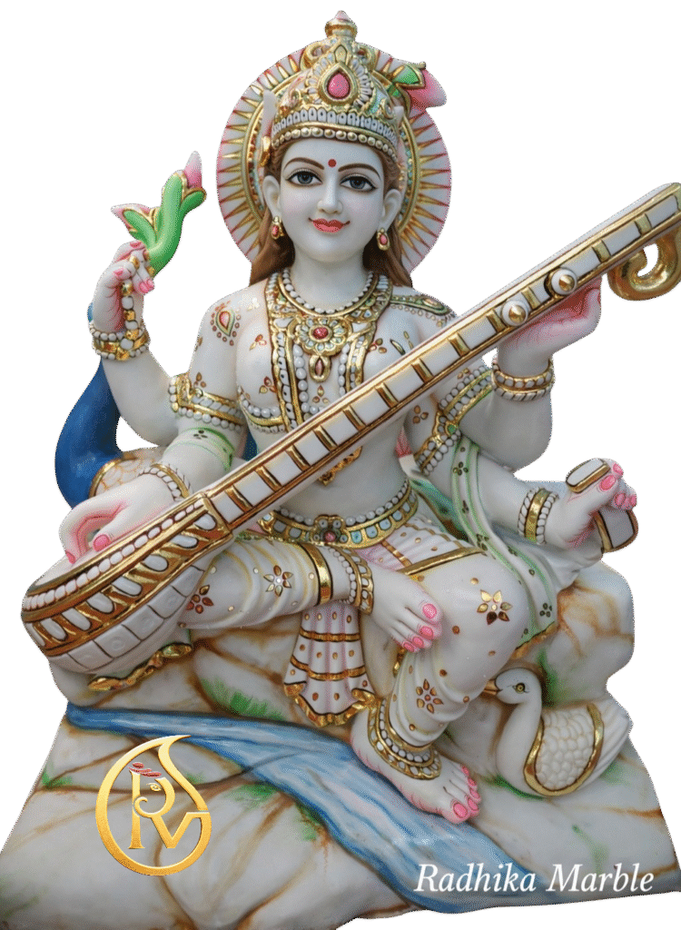 Vasant Panchami marble Saraswati idol