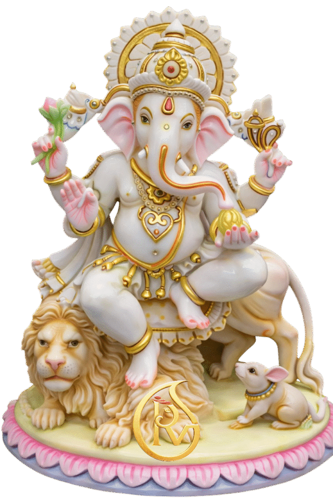 Temple installation marble Ganesh moorti