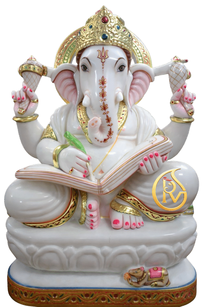Large size white marble Ganesh idol