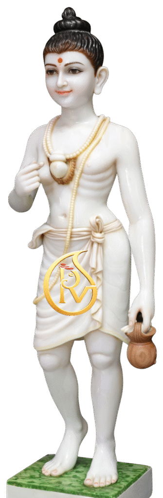 Handcrafted white marble Lord Ram statue made from Makrana marble for temple and home mandir worship