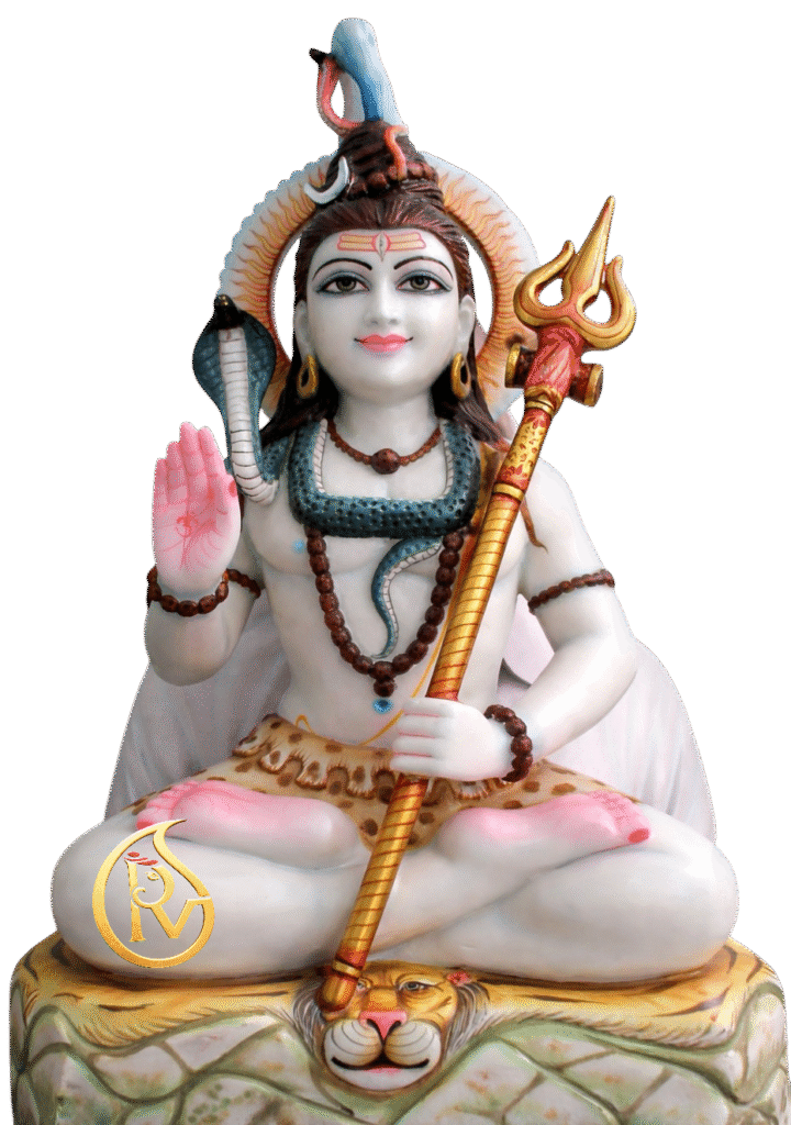 Premium handcrafted white marble Shiva idol