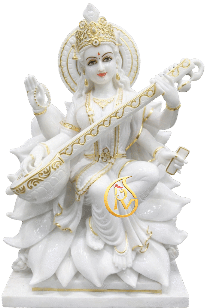 Export quality white marble Saraswati moorti