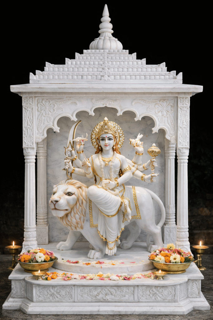 durga mata marble statue in white marble temple makrana marble durga idol for home