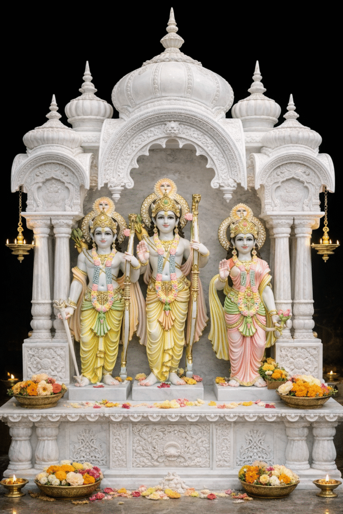 marble ram darbar statue in white marble temple ram lakshman sita murti makrana marble